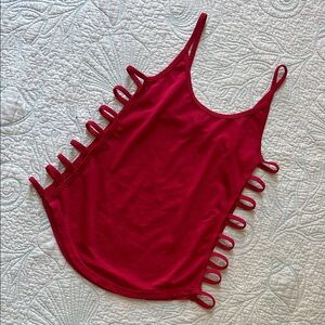 Red Side Cut Out Sleeveless Tank Top